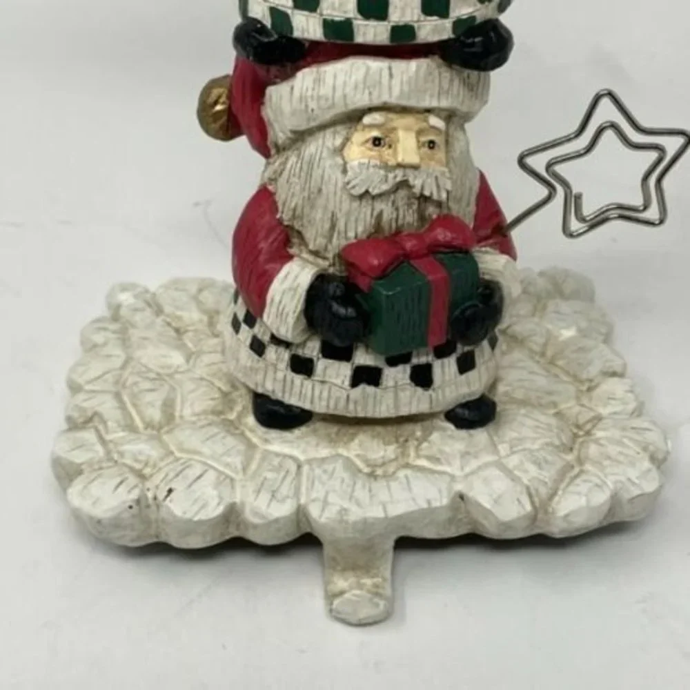 Christmas Stocking Holder Stacked Santa Claus Mantel Shelf Metal‎ Hook Photo